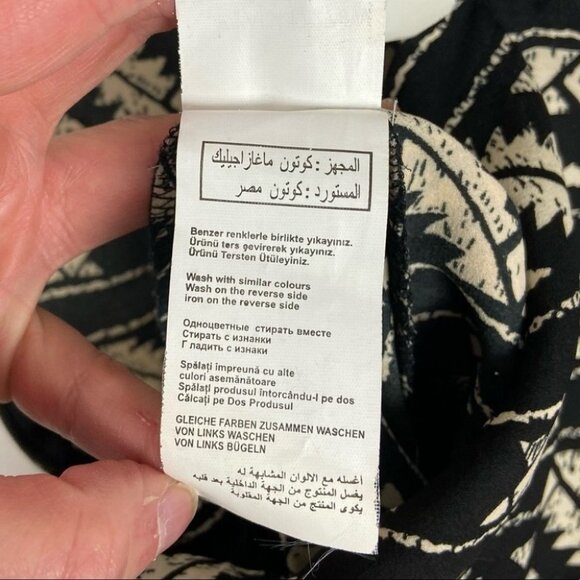 Koton Black Bohemian Square Neck Jumpsuit Size XS Hippie Boho White Wide Leg - Picture 9 of 13